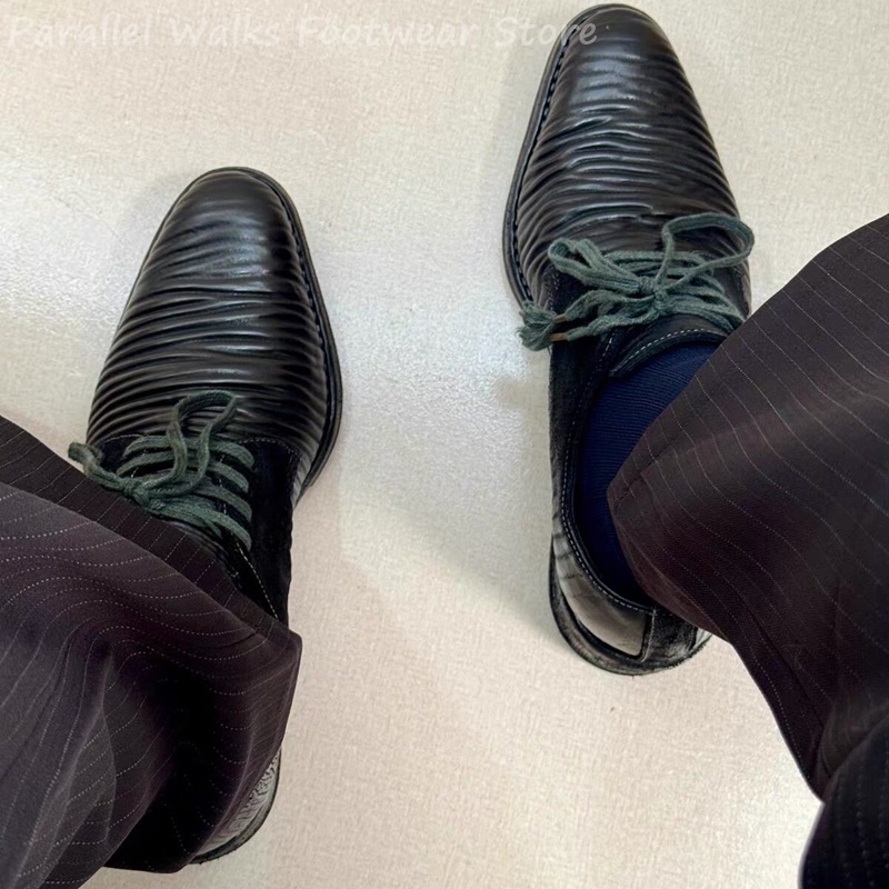 Men Shoes Oxford - Sepatu Derby Kulit Lipit Pria, Model