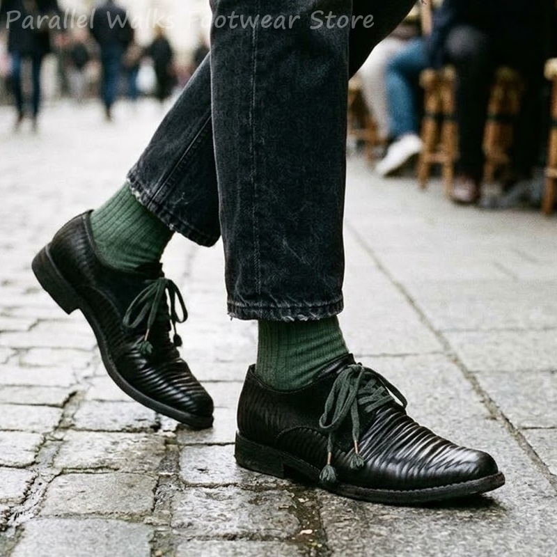 Sepatu Derby Kulit Lipit Pria, - Men Shoes Oxford ulasan dan harga