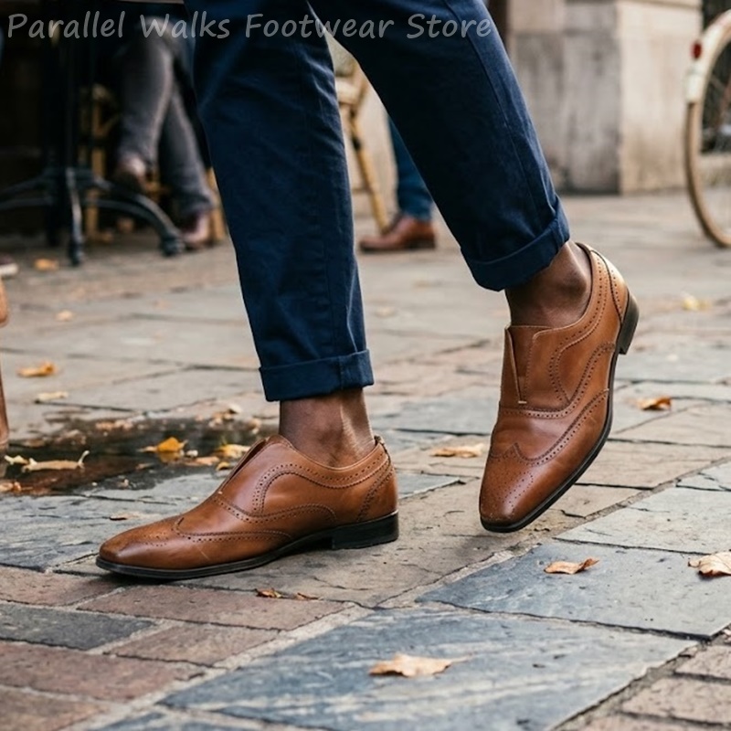 Sepatu Brogue Kulit Coklat Pri - Men Shoes Oxford ulasan dan harga