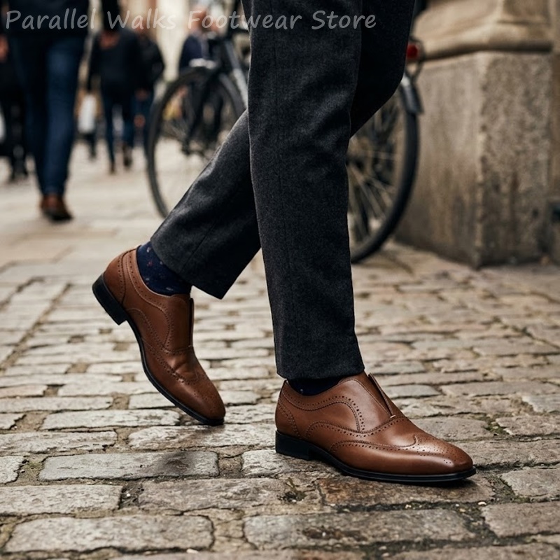 Sepatu Brogue Kulit Coklat Pri - Men Shoes Oxford ulasan dan harga