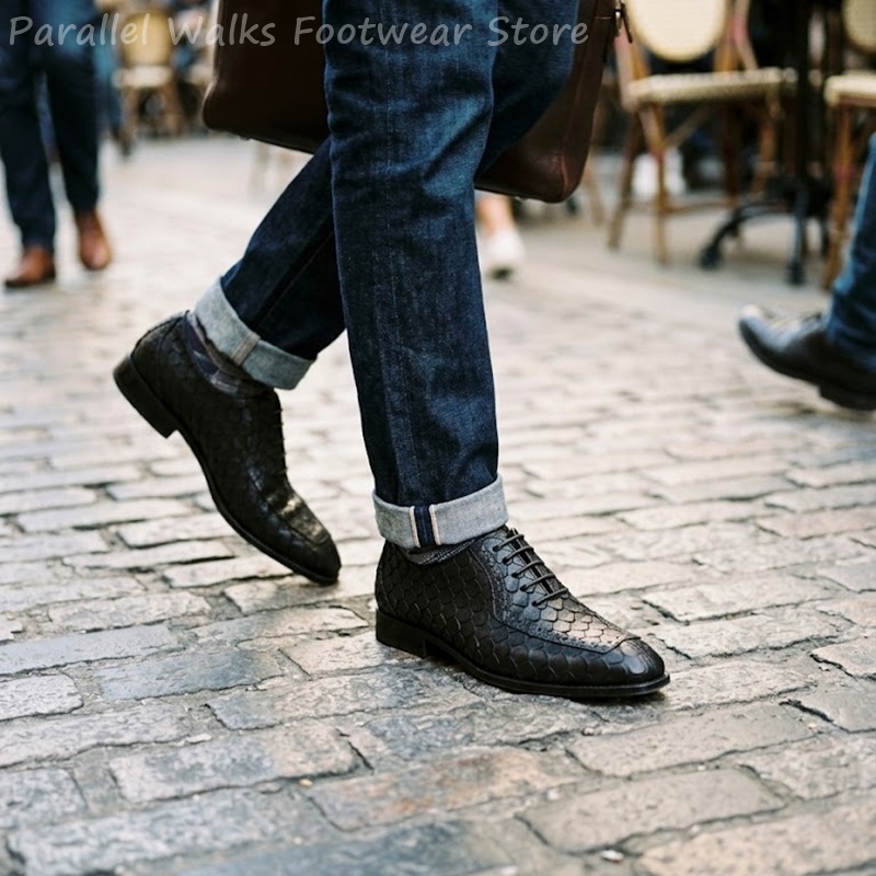 Sepatu Oxford Pria Kulit Embos - Men Shoes Oxford ulasan dan harga