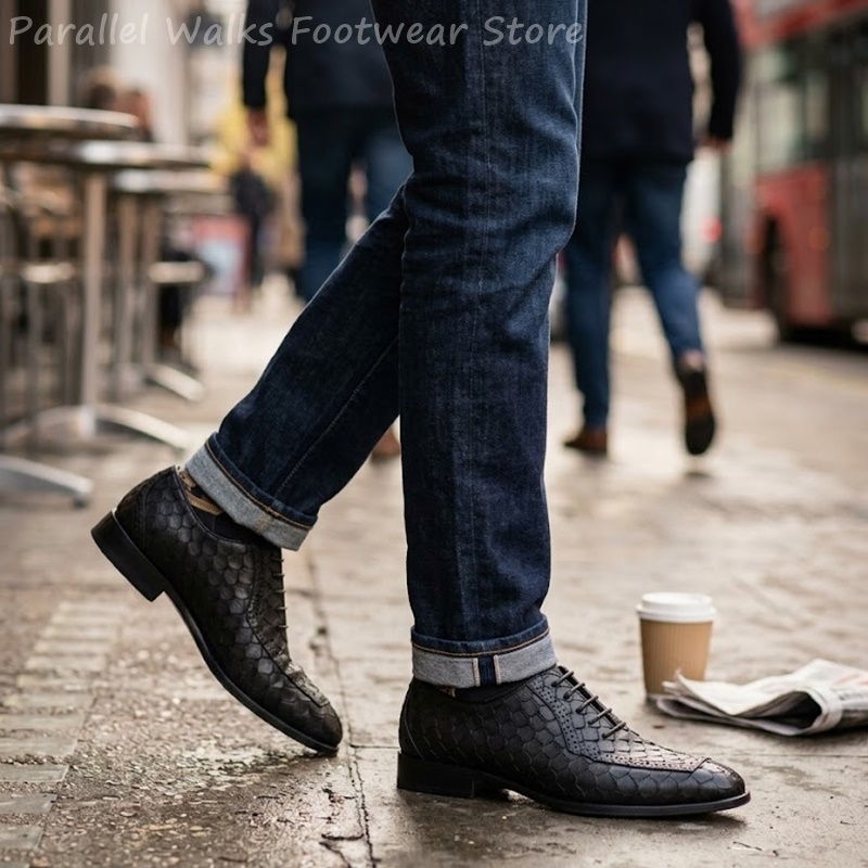 Sepatu Oxford Pria Kulit Embos - Men Shoes Oxford ulasan dan harga
